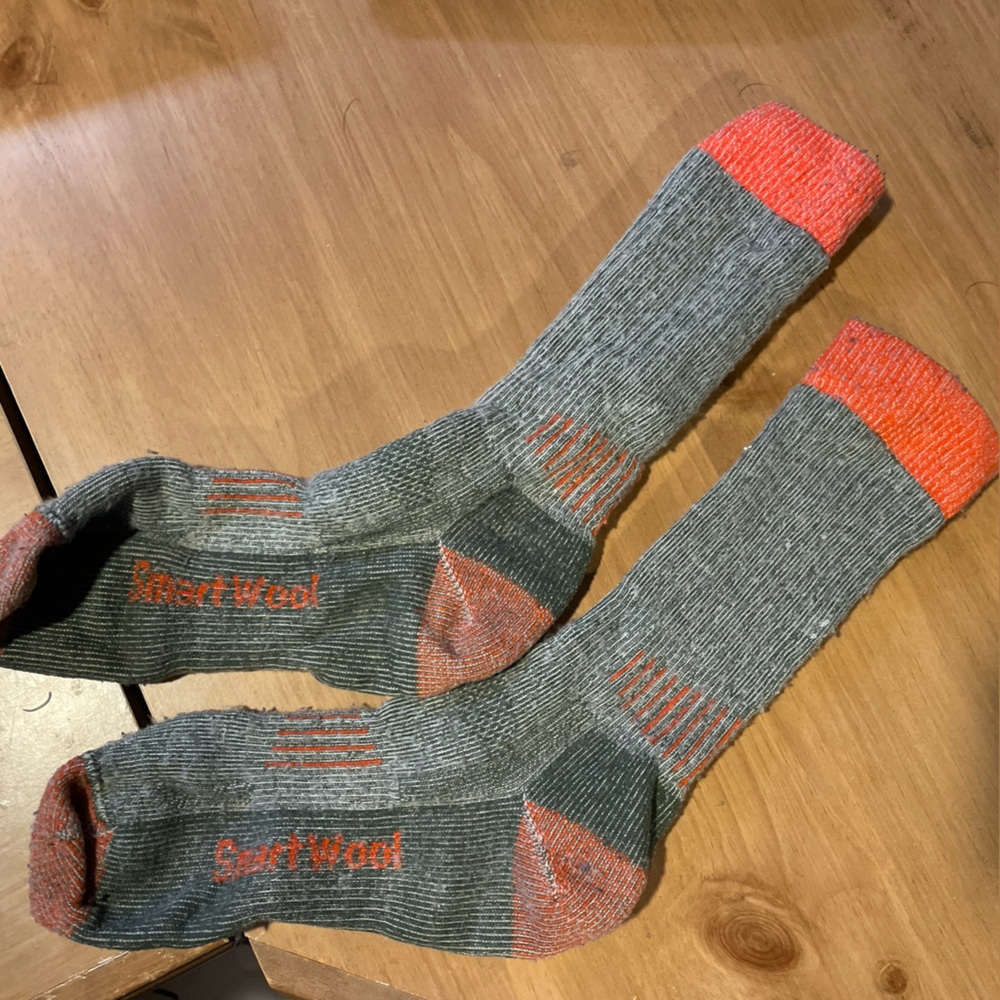 Smartwool Gray and Orange Warm Hiking Skiing socks L